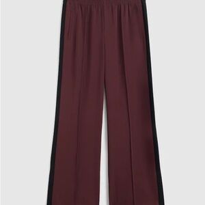 Madewell Track Pants Chocolate Raisin Burgundy Black Stripe Bootcut Ankle Zip
